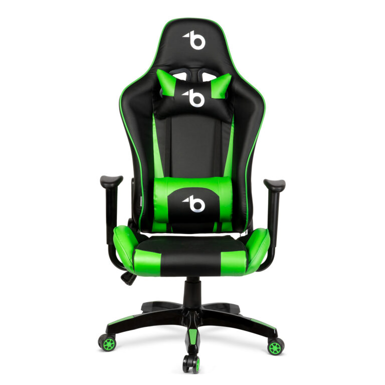 Gamer szék - derékpárnával, fejpárnával - zöld-fekete színben BMD1106GR