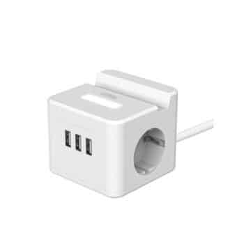 WinningStar DA01161 Kocka elosztó, 2-es + 3 x USB + beépített lámpa, 2 m