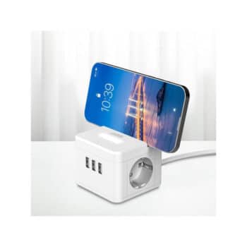 WinningStar DA01161 Kocka elosztó, 2-es + 3 x USB + beépített lámpa, 2 m