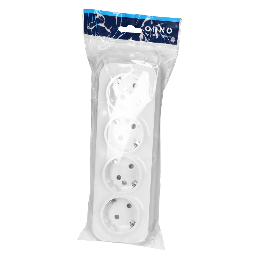 Orno OR-OE-7210 IP20 fk négyes aljzat, 16 A, gyermekvédős, 45°-ban elforg. betéttárcsákkal