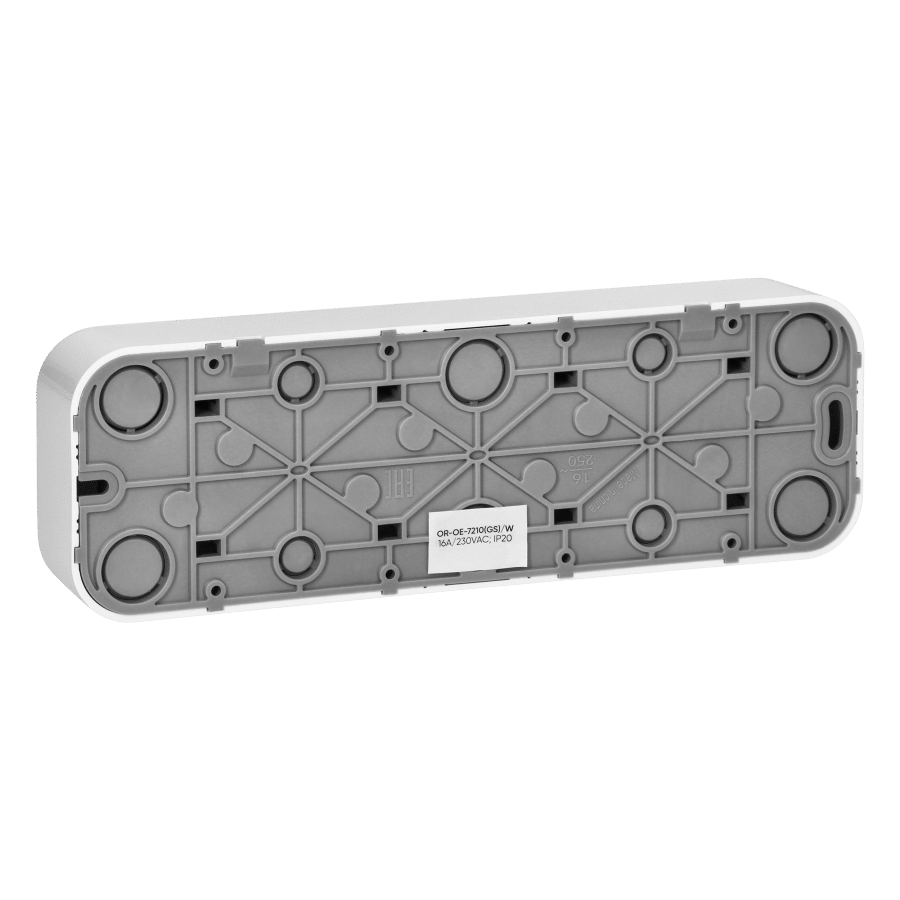 Orno OR-OE-7210 IP20 fk négyes aljzat, 16 A, gyermekvédős, 45°-ban elforg. betéttárcsákkal