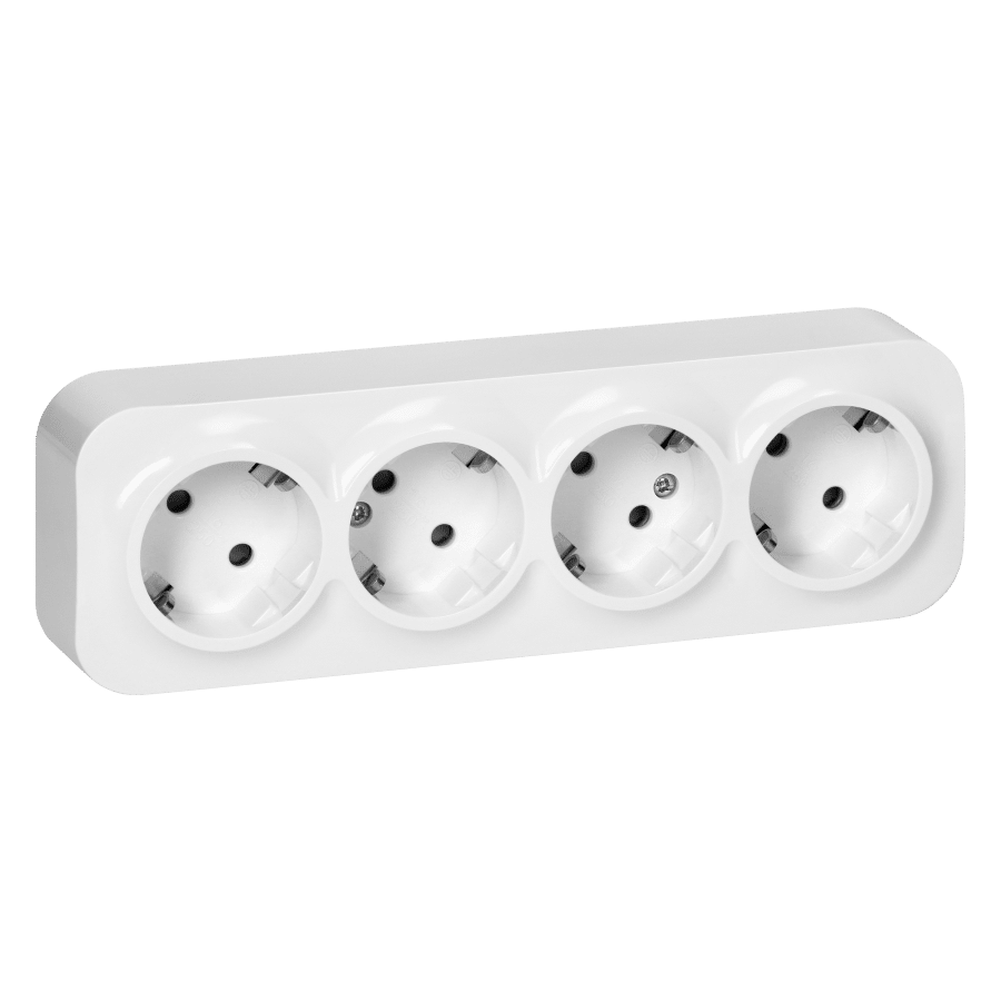 Orno OR-OE-7210 IP20 fk négyes aljzat, 16 A, gyermekvédős, 45°-ban elforg. betéttárcsákkal